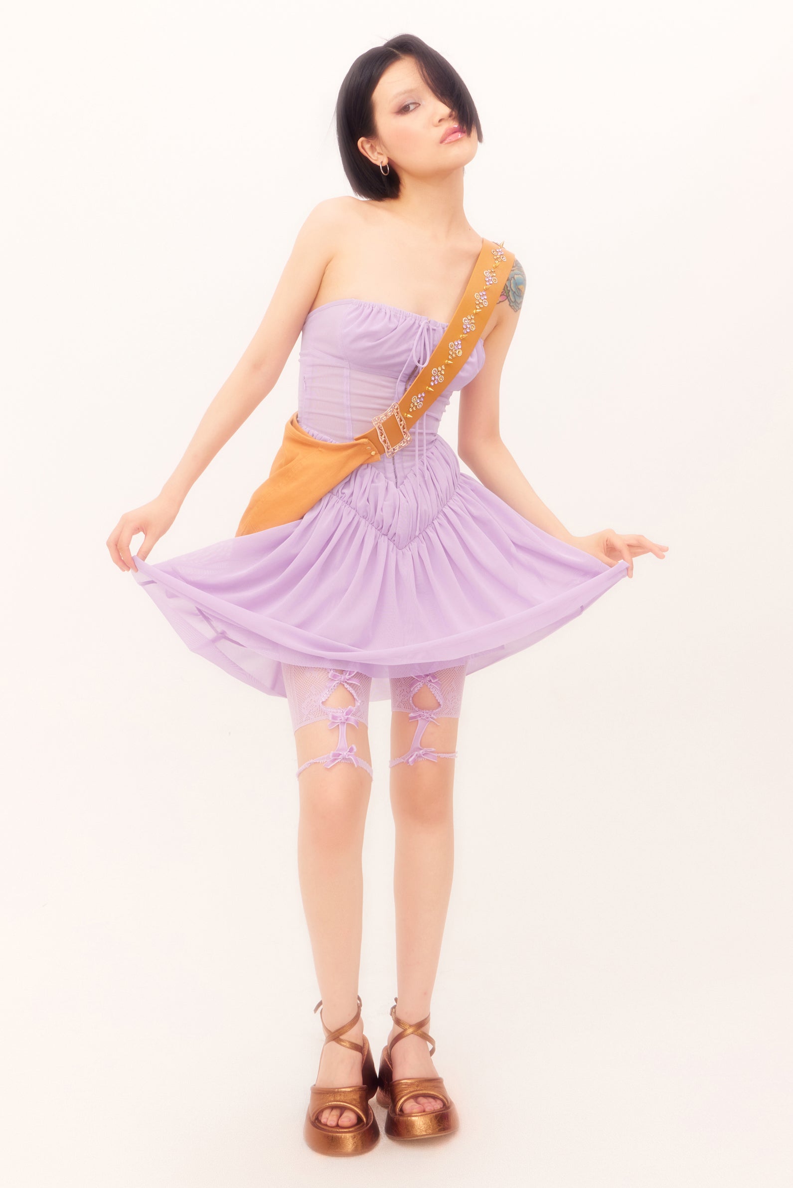 Nodress Purple Bowknot Lace Short Leggings – Nφdress