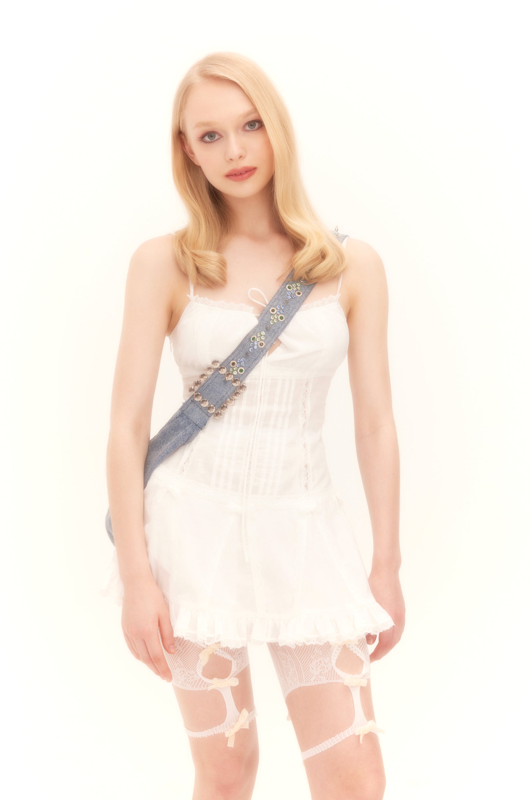 Nodress White Lace Trim Pleated Cotton Dress – Nφdress